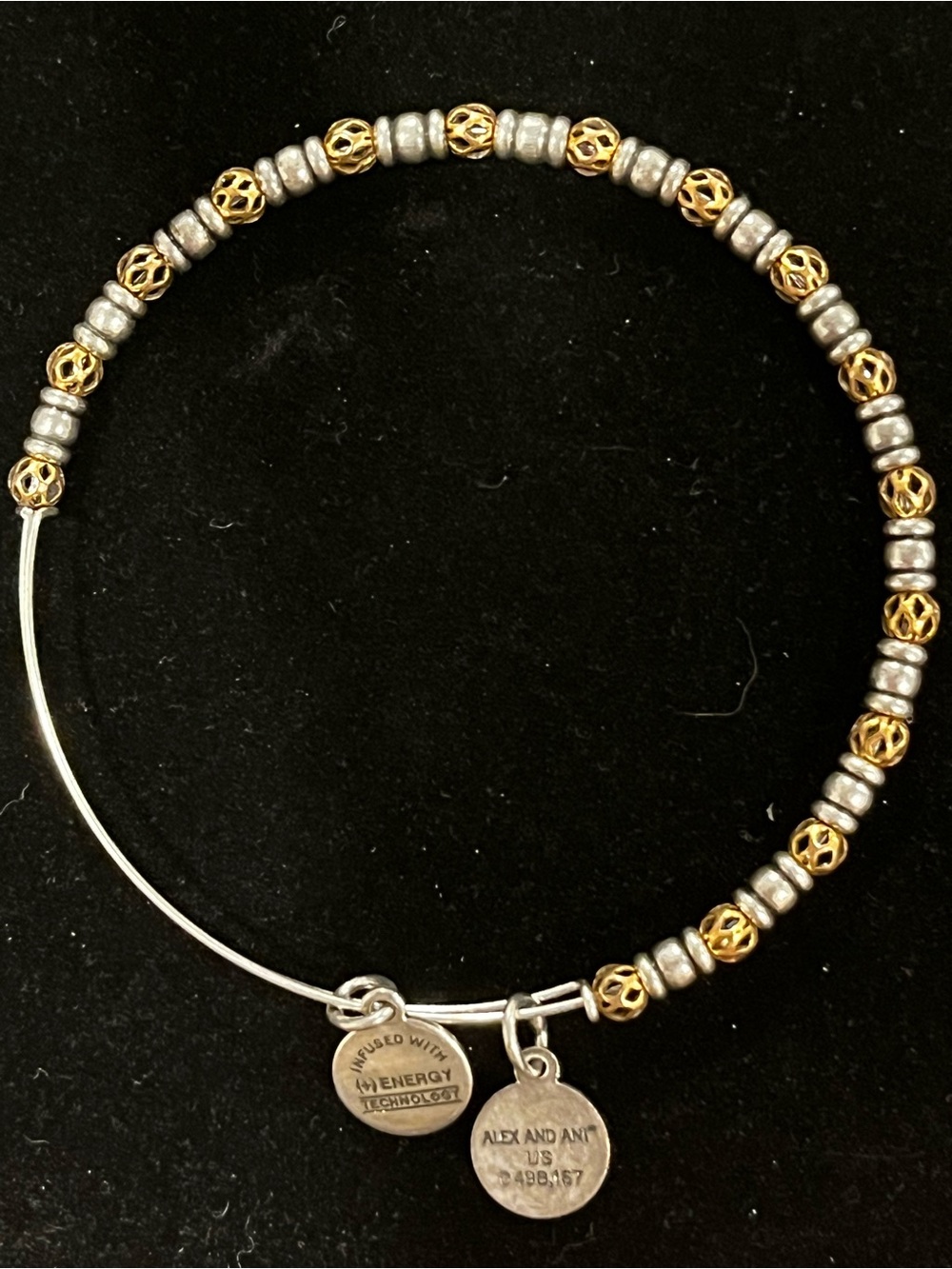 Alex and Ani Two-Tone Gold and Silver Beaded Expandable Bracelet